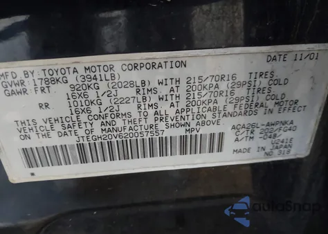 2002 Toyota Rav4 from USA, damaged, VIN JTEGH20V620057557